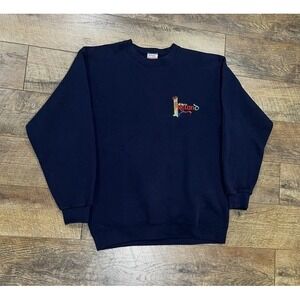 Vintage 90s Ireland Embroidered Crewneck Sweatshirt Made In USA Navy Blue Medium